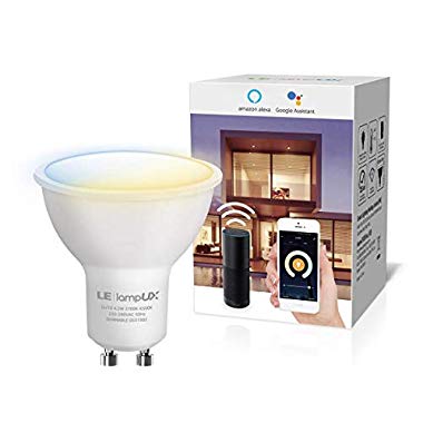 LE LampUX Bombillas Inteligentes GU10, Bombilla WIFi Funciona con Alexa y Google Home, Blanco Cálido a Frío, Bombilla LED Regulable, No Requiere Hub (pack de 1)