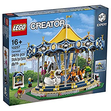 LEGO Creator Expert-Tiovivo, juguete de construcción de atracción del parque con figuras de animales y minifiguras (10257)