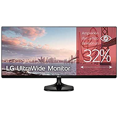 LG 25UM58-P - Monitor Profesional UltraWide WFHD de 63.5 cm (con Panel IPS (2560 x 1080 píxeles, 21:9, 250 cd/m², sRGB >99%, 1000:1, 5 ms GtG, 75 Hz, HDMIx2, Auriculares) Color Negro)
