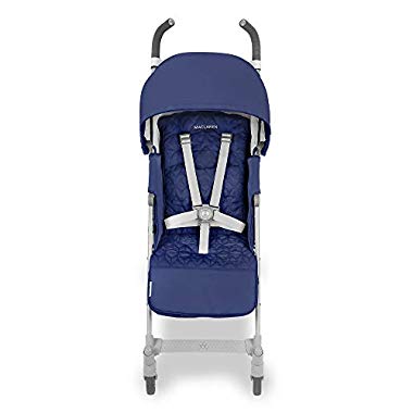 Maclaren Quest - Silla de paseo para recién nacidos hasta los 25kg, asiento multiposición, suspensión en las 4 ruedas, capota extensible con UPF 50+ (Azul/Plata)
