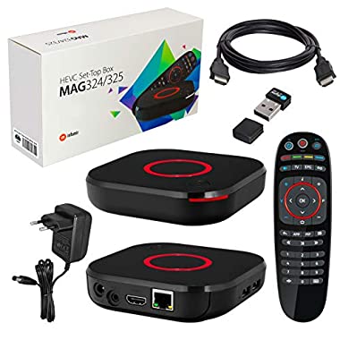 mag 324 Original Infomir y HB-DIGITAL IPTV configuran el Reproductor Multimedia IP de Internet de Top Box + Nano WLAN Stick + Cable HDMI