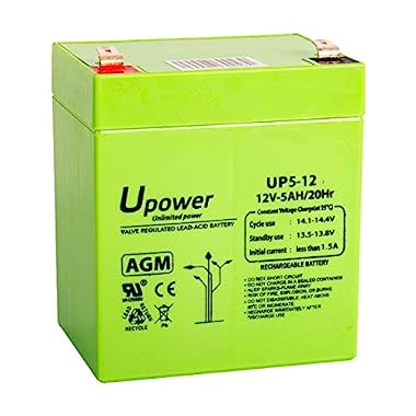 Master U-Power UP - Batería Plomo AGM 5Ah 12V (5ah12v F6.3mm, Verde)
