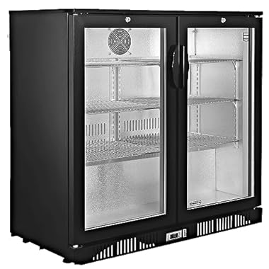 METRO Professional Refrigerador de bebidas GBC1002, 200 L, 2 puertas, 6 estantes, cristal de seguridad, con cerradura, negro
