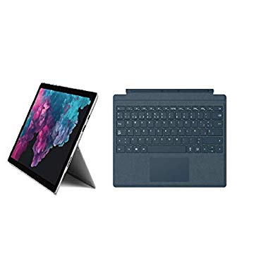 Microsoft Surface Pro 6 - Ordenador portátil 2 en 1,12.3'' (Color Plata + Funda con teclado azul QWERTY Español)