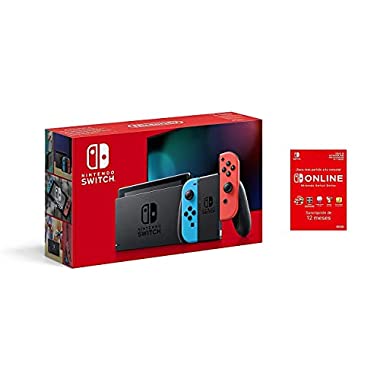 Nintendo Switch - Consola Estándar, Color Azul Neón/Rojo Neón (Switch Online - 12 Meses (Código de Descarga))