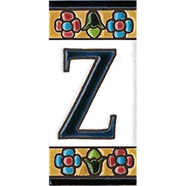 Números y letras para casas 3,5 x 7,5 cm. Pintados a mano con la técnica de la cuerda seca. Grabado y Ceramica Española (Letra Z)