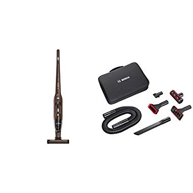 Pack Bosch BBH218LTD Readyy'y 2-in-1 + Kit de accesorios Home and Car - Aspirador escoba vertical sin cable y de mano,autonomía hasta 40 min,batería Ion-Litio 18V,color marrón chocolate metalizado
