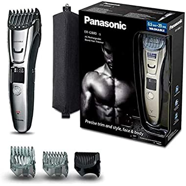Panasonic ER-GB80-S503 - Cortapelos impermeable con Peine-Guía 3 en 1 barba, cabello y cuerpo, plata