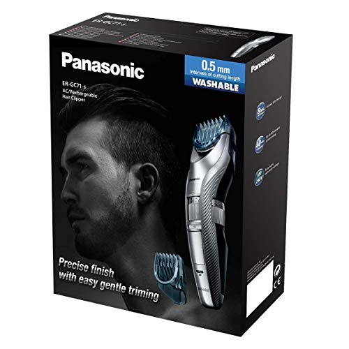Panasonic ER-GC71 - Cortador de barba / cabello con 39 configuraciones de longitud, para hombres, peinado y cuidado para cabello y barba (Plata)