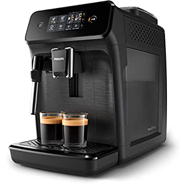 Philips Cafeteras Espresso Completamente automáticas EP1220/00 Serie 1200 Negro Mate con pannarello, 1.8 litros, Acero
