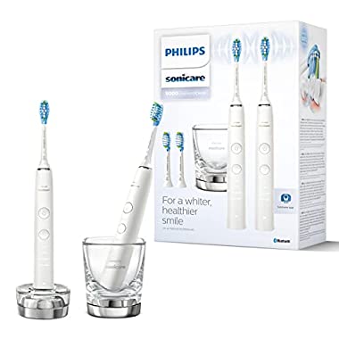 Philips Sonicare DiamondClean Serie 9000 - Pack doble de cepillos de dientes eléctricos sónicos, dientes y encías más limpias, conectados con App, en blanco (modelo HX9914/62) (Blanco & Blanco)