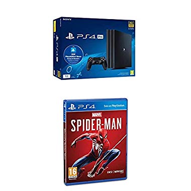 Playstation 4 Pro (PS4) - Consola de 1TB + 20 euros Tarjeta Prepago (Edición Exclusiva Amazon) - nuevo chasis G + Marvel's Spiderman
