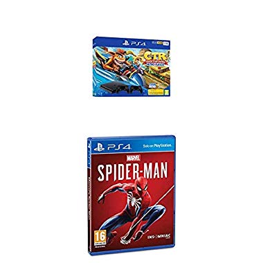 PlayStation 4 (PS4) - Consola,1 TB,Color Negro + Crash Team Racing + Marvel's Spiderman