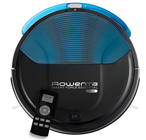 Rowenta Smart Force Essential Aqua RR6971WH - Robot aspirador 2 en 1,aspira y friega,con sensores anticaída,bateria ión-litio de 150 minutos de autonomía,incluye mando a distancia y base de carga
