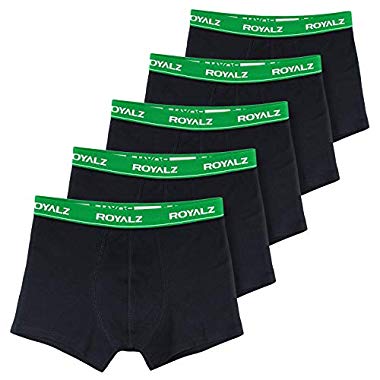ROYALZ bóxers para Hombre Multipack (Ropa Interior Calzoncillos Underwear, Tamaño:S, Color:Negro/Pretina Verde) (Negro / Pretina Verde)