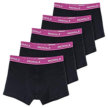 ROYALZ bóxers para Hombre Multipack (Ropa Interior Calzoncillos Underwear, Tamaño:M, Color:Negro/Pretina Morado) (Negro / Pretina Morado)