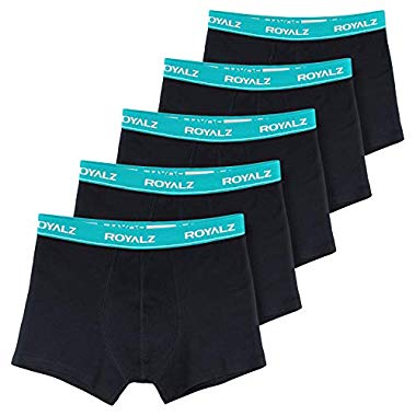 ROYALZ bóxers para Hombre Multipack (Ropa Interior Calzoncillos Underwear, Tamaño:XL, Color:Negro/Pretina Azul) (Negro / Pretina Azul)