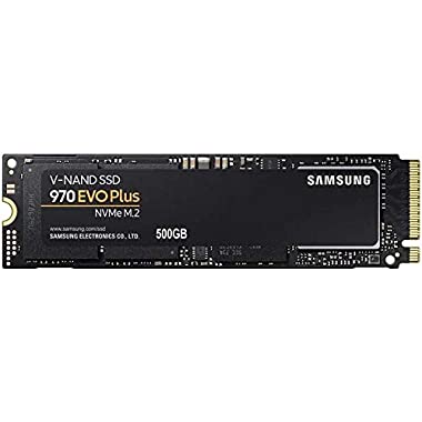Samsung MZ-V7S500BW 970 EVO Plus - Unidad SSD, 500 GB, M.2, NVMe, tamaño 2.5 ", Interfaz SATA 6 GB/s, Color Negro/Naranja