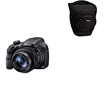 Sony DSC-HX350 - Cámara Bridge BionZ X de 20.4 MP y Zoom 50x, Negro & AmazonBasics - Funda para cámara de fotos réflex, color negro