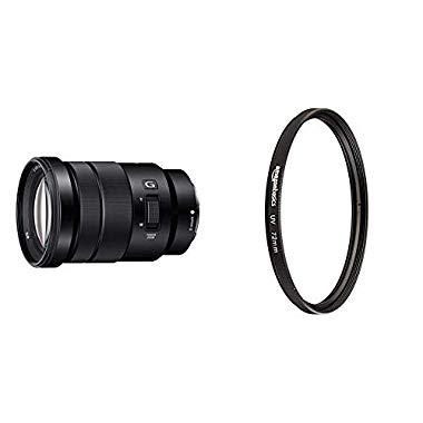 Sony SEL-P18105G G OSS - Objetivo para Sony/Minolta (Color Negro + AmazonBasics - Filtro de protección UV - 72mm)