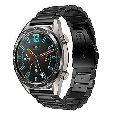 Supore Correa Compatible con Huawei Watch GT2 46mm/Watch GT 46mm/Watch GT Active/Watch 2 Pro/Honor Watch Magic/Galaxy Watch 46mm/Gear S3/Gear 2, Correa de Repuesto de Acero Inoxidable de 22 mm (Negro)