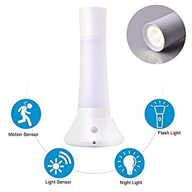 Wanfei Luz Nocturna Ssensor de Movimiento, Lámpara LED Ambiente Regulable RGB Lámpara 6 en 1 Lámpara de Escritorio USB Recargable Multifunciónl Niños Luz Lámparas de Noche Linterna Portátil para Casa (Desk Lamp)