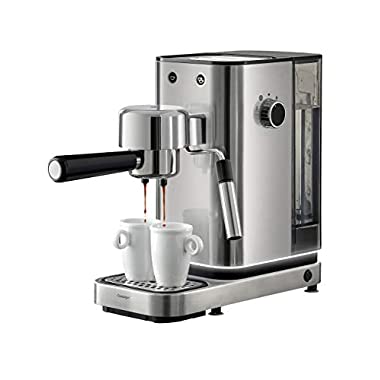 WMF Espresso Maker Lumero - Cafetera expresso manual, presión 15 bares, espresso, capuccino, regulable, capacidad 1.5 litros, café molido o monodosis, con espumador de leche, acero inoxidable, 1400 W