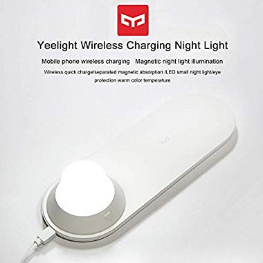 Yeelight Luz de Noche LED Nueva Versión, Luz de Noche Inalámbrica Del Cargador con Carga Magnética de Atracción Rápida para Teléfonos iPhone Samsung Huawei Mi